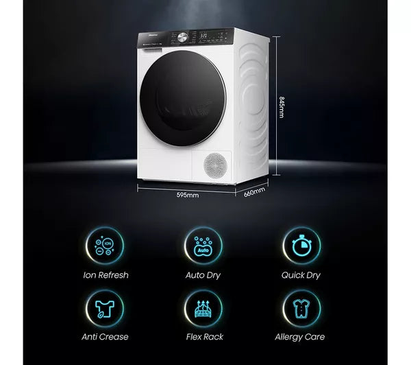 HISENSE 5S Series DH5S102BW WiFi-enabled 10 kg Heat Pump Tumble Dryer - White