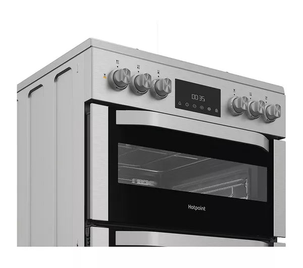 Hotpoint HDD6GDC2WX Dual Fuel Cooker with Double Oven, Stainless Steel, A Rated
