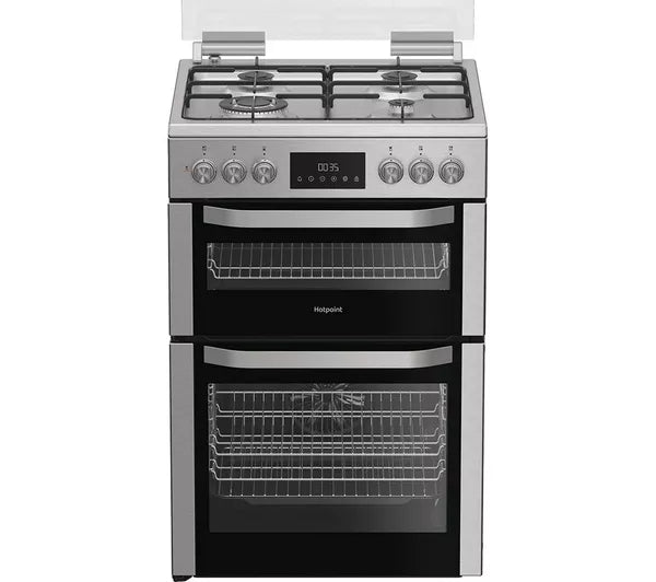 Hotpoint HDD6GDC2WX Dual Fuel Cooker with Double Oven, Stainless Steel, A Rated