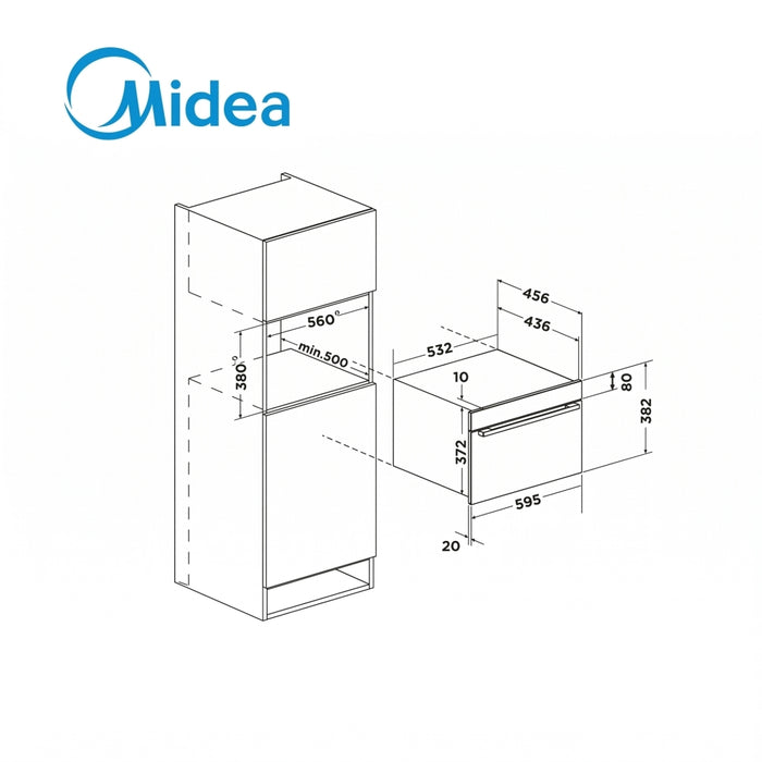 Midea MBOTG934E4MO-BK Built-In Microwave, Black