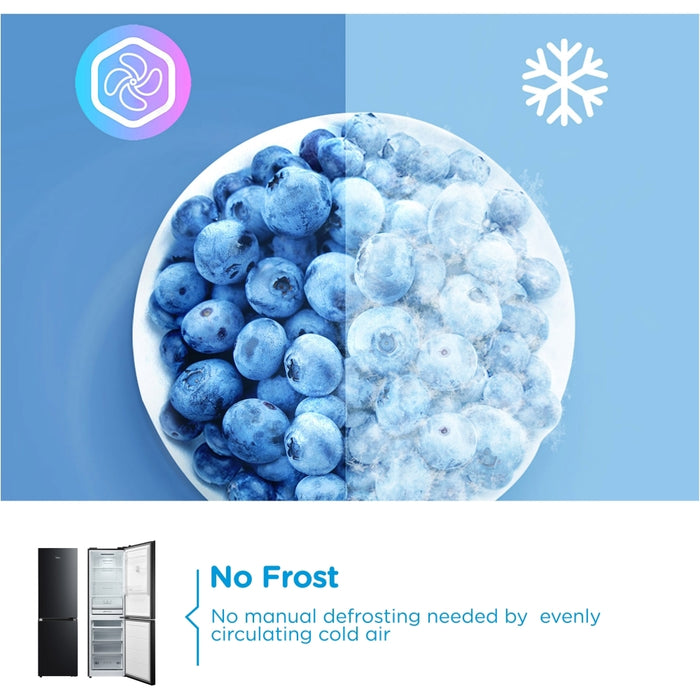 Midea MDRB379FGD30 Total No Frost Fridge Freezer, 60/40, Black, D Rated
