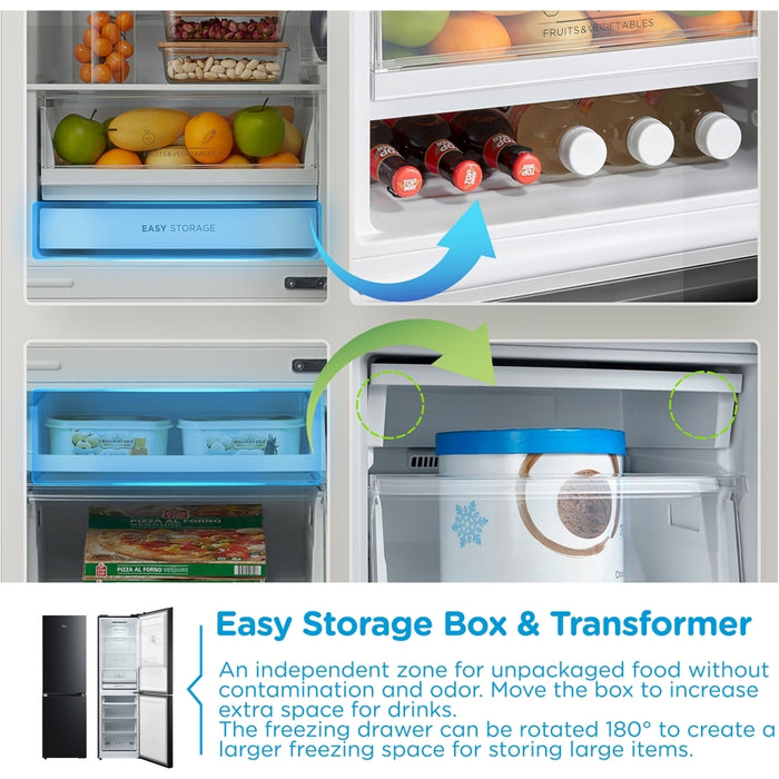 Midea MDRB379FGD30 Total No Frost Fridge Freezer, 60/40, Black, D Rated