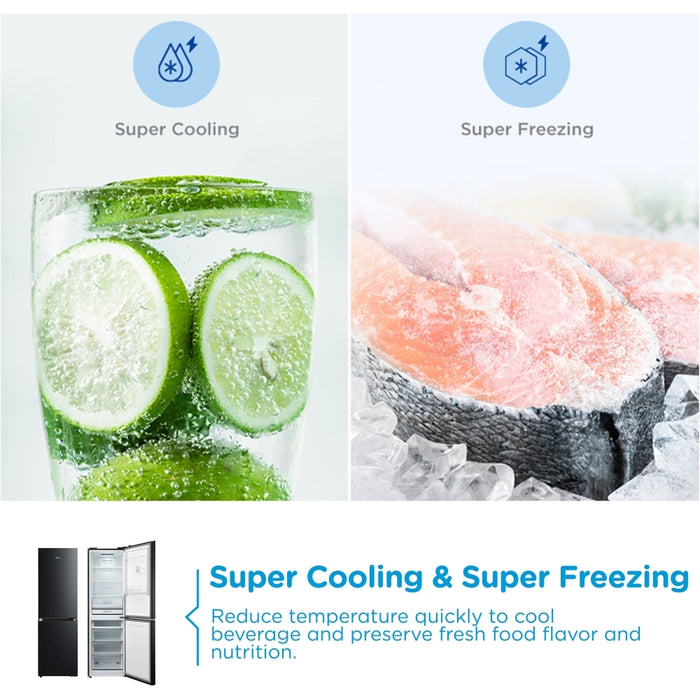 Midea MDRB379FGD30 Total No Frost Fridge Freezer, 60/40, Black, D Rated