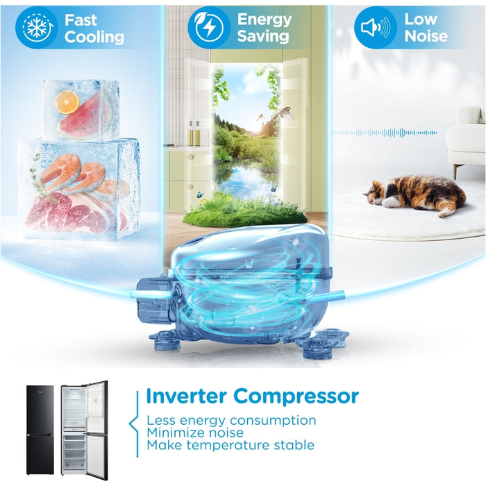 Midea MDRB379FGD30 Total No Frost Fridge Freezer, 60/40, Black, D Rated