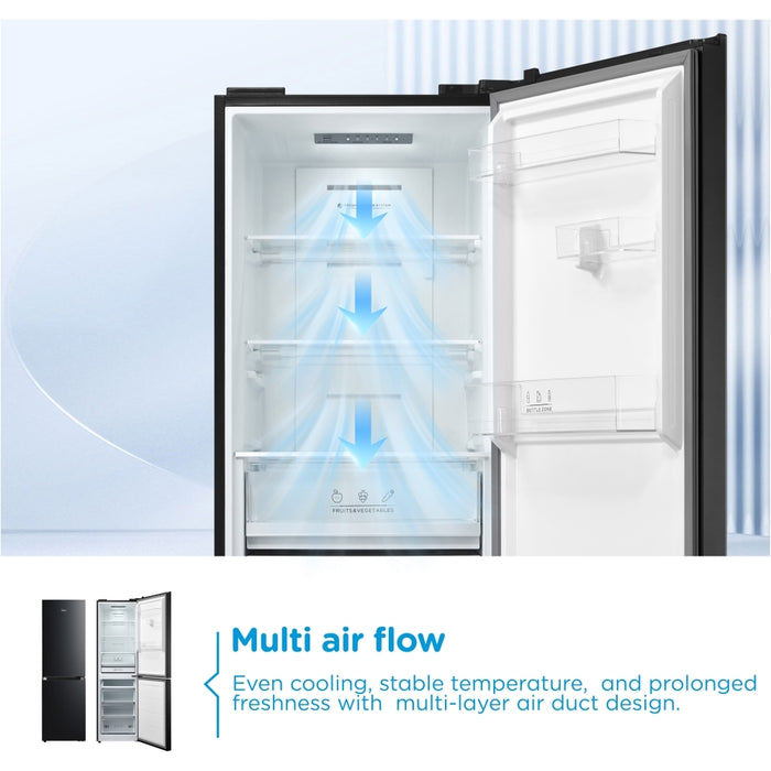 Midea MDRB379FGD30 Total No Frost Fridge Freezer, 60/40, Black, D Rated