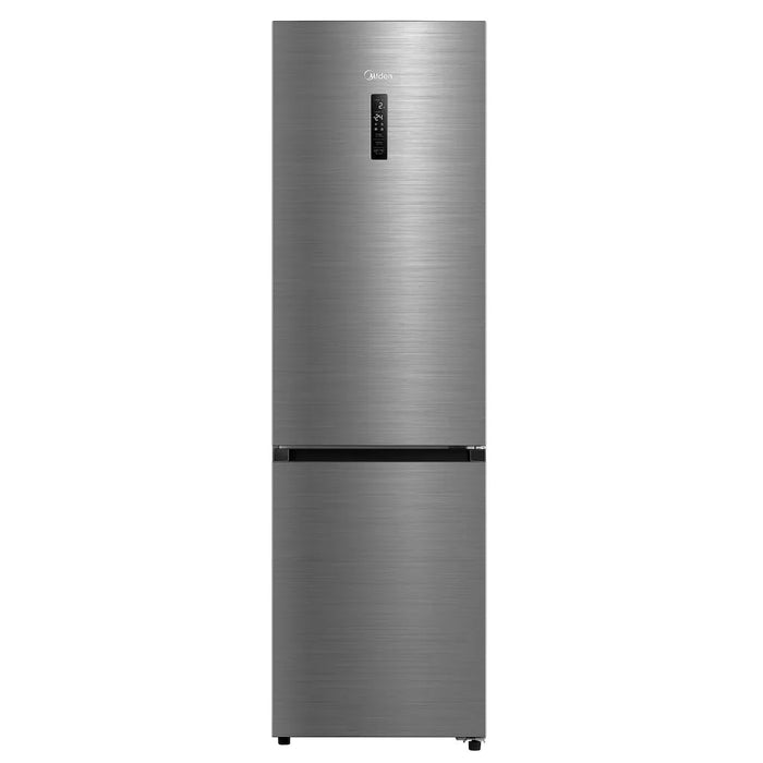 Midea MDRB521MIC46 Freestanding Fridge Freezer, No Frost, 378L, 256L Fridge+122L Freezer with LED Light, 59.5cm Wide, Midea Inox