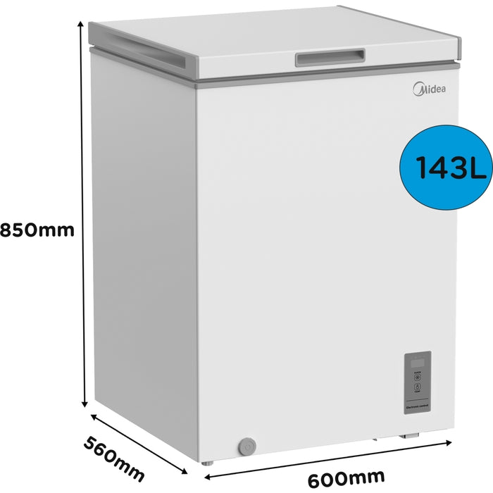 Midea MDRC211FZE01 Static 143l Chest Freezer, White, E Rated