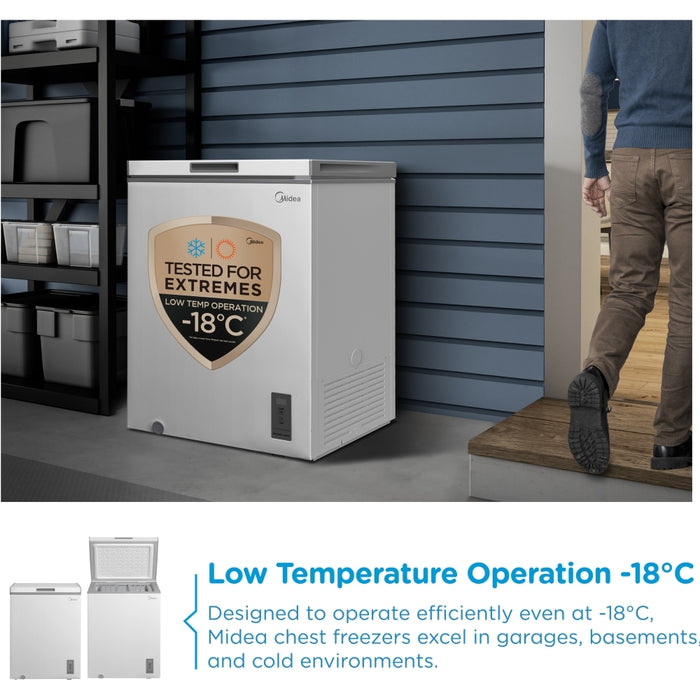 Midea MDRC211FZE01 Static 143l Chest Freezer, White, E Rated