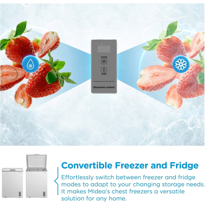 Midea MDRC211FZE01 Static 143l Chest Freezer, White, E Rated
