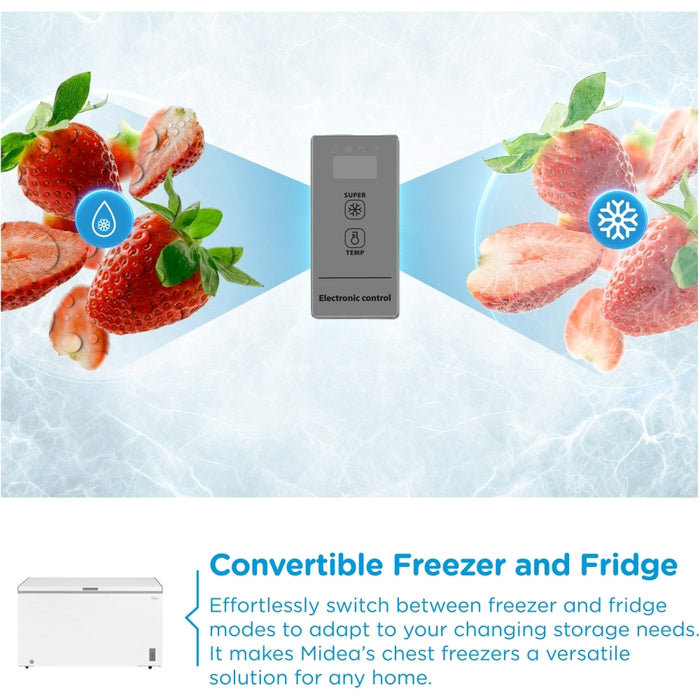 Midea MDRC564FZE01 Static 418l Chest Freezer, White, E Rated
