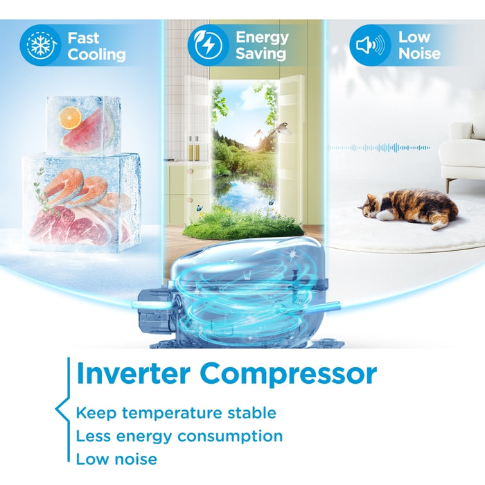Midea MDRE353FGE01D Total No Frost Integrated Fridge Freezer, Sliding Hinge, 70/30, E Rated