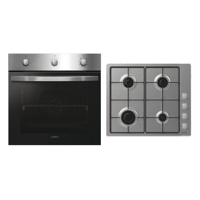 Candy PCI27XCHW6LXS - Stainless Steel Single Oven and Gas Hob Pack - 65L - A+ Energy