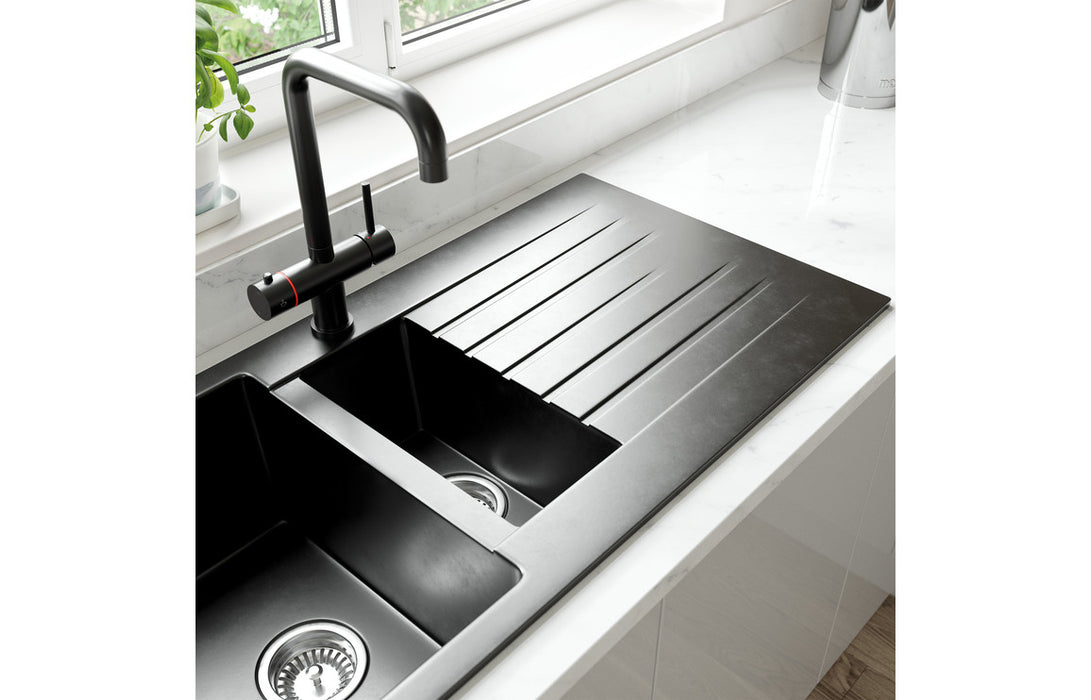IKSTAR Granite 1B & Drainer Inset Sink - Black