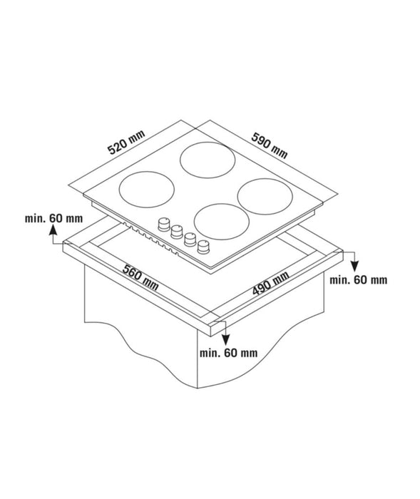 Altimo BEHS1SS 4 Zone Sealed Plate Electric Hob