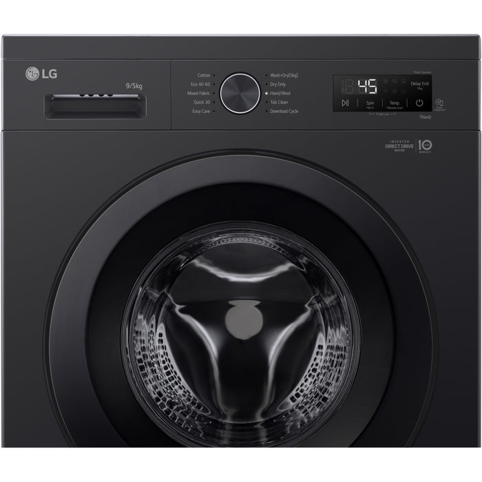 LG W4X1095NNK Washer Dryer, 9kg/5kg, 1400 Spin, Black, E Rated