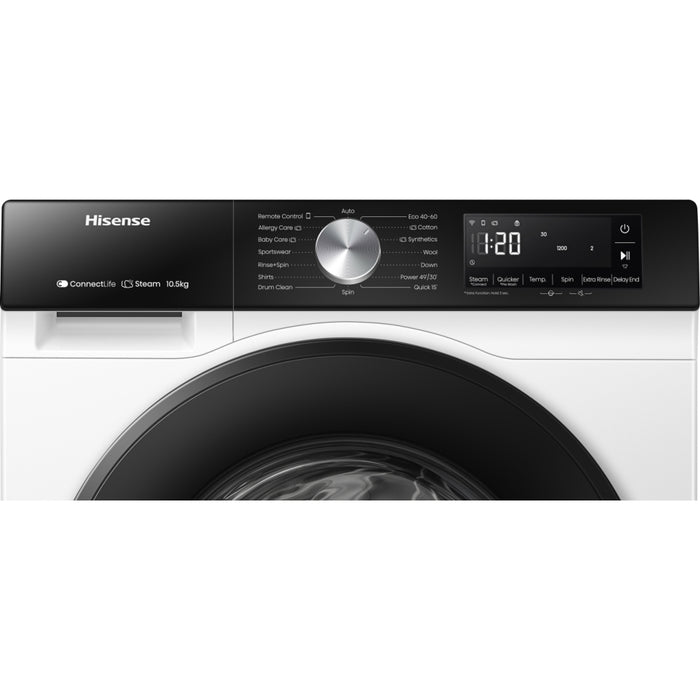 Hisense WF3S1043BW3 Washing Machine, 10.5kg, 1400 Spin, White, A Rated