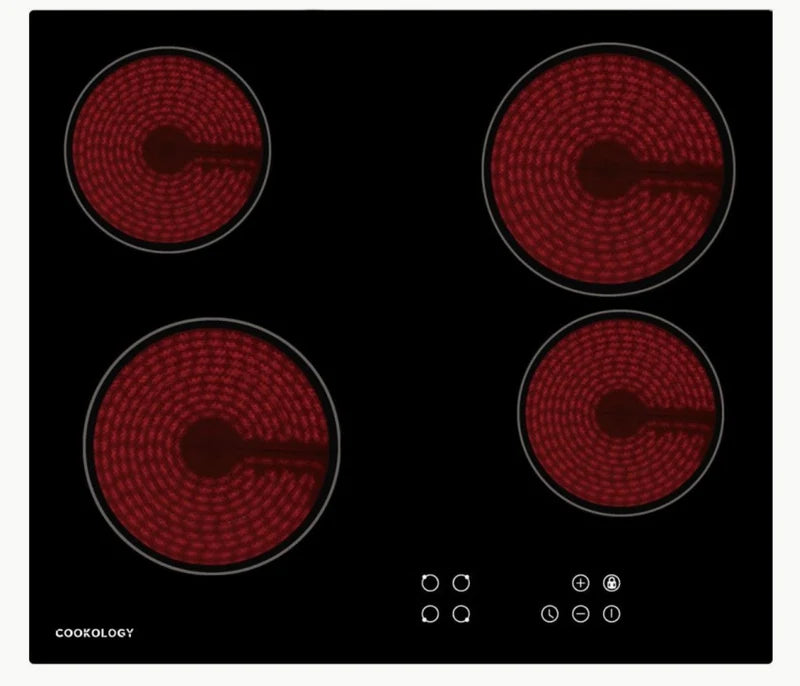 Cookology TCH601 - Black 4 Zone Ceramic Hob - 60cm Built-In - Hard Wired