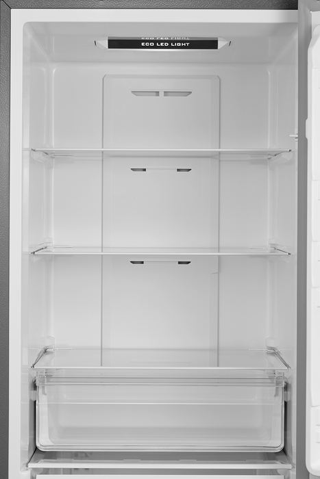Midea MDRB521MIC46 Freestanding Fridge Freezer, No Frost, 378L, 256L Fridge+122L Freezer with LED Light, 59.5cm Wide, Midea Inox