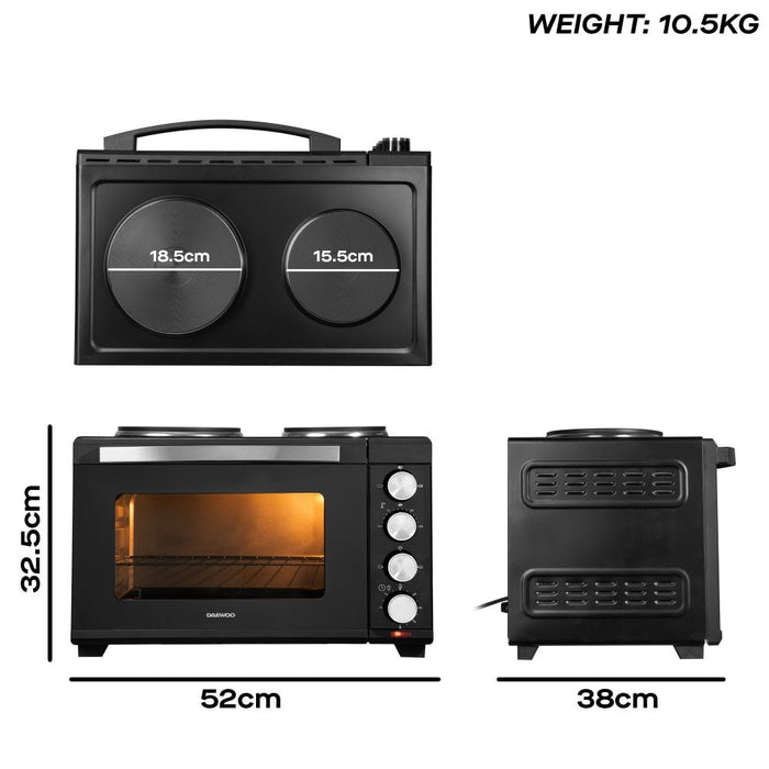 Daewoo 3000W 32L Countertop Oven with Hot Plates SDA1609GE