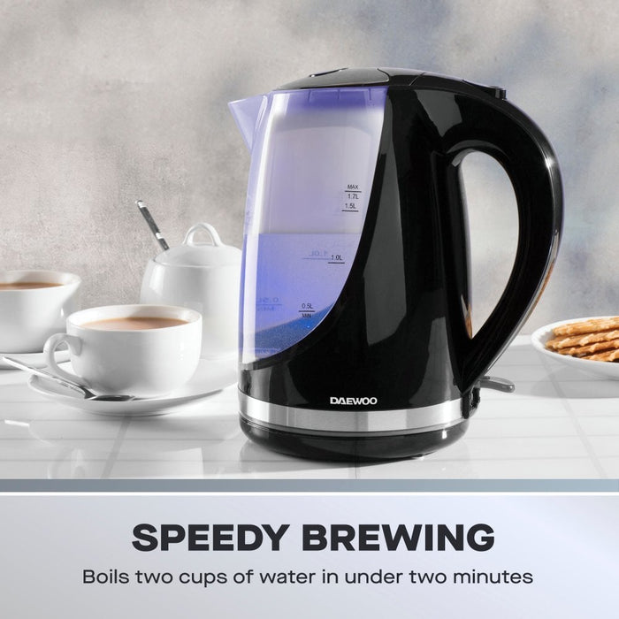 Daewoo Black 1.7L Colour Changing Kettle SKU: SDA1666GE