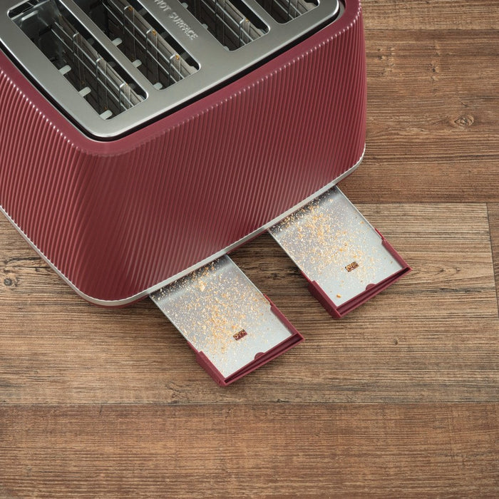 Daewoo SDA2781GE Ruby Red Cascade 4 Slice Toaster
