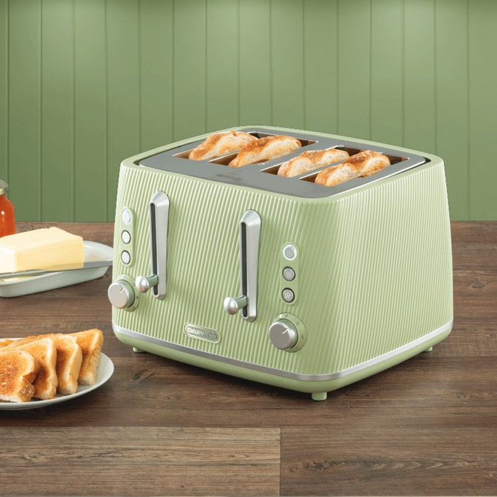 Daewoo SDA2780GE Sage Green Cascade 4 Slice Toaster