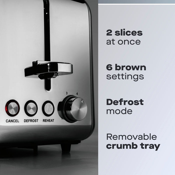 Daewoo Stainless Steel 2 Slice Toaster SDA2819GE