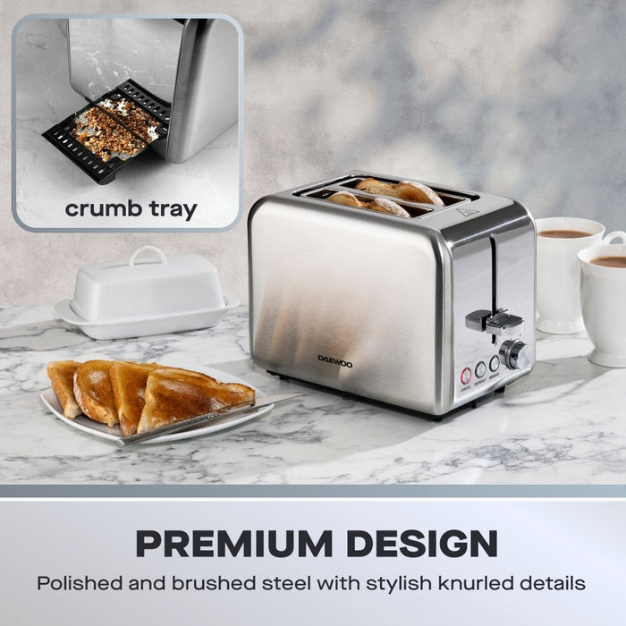 Daewoo Stainless Steel 2 Slice Toaster SDA2819GE