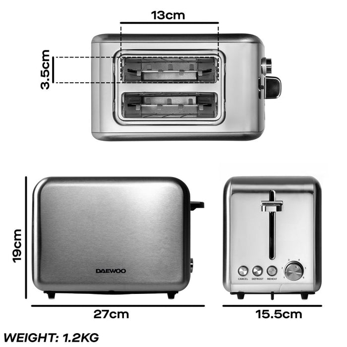 Daewoo Stainless Steel 2 Slice Toaster SDA2819GE