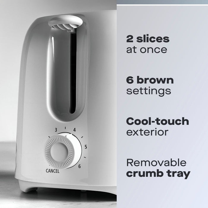 Daewoo White Essentials 2-Slice Toaster