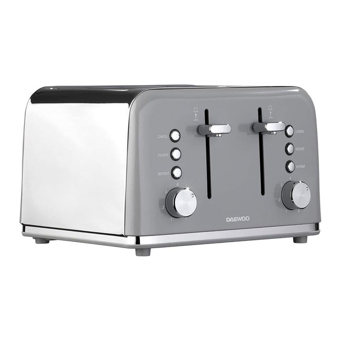 Daewoo SDA2596GE Kensington 4 Slice Toaster Stainless Steel 1800W – Grey