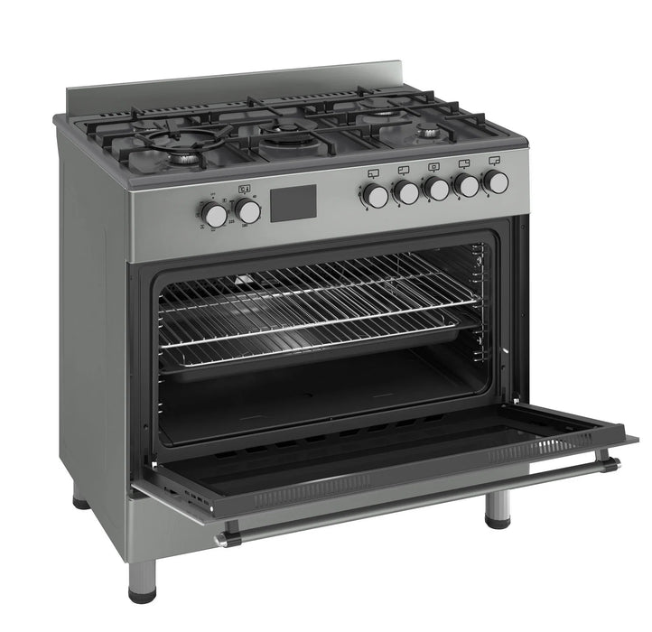 Ferre F9S50E7-GRD 90cm Dual Fuel Range Cooker With Double Turbo Fan & 5 Burner(1 Wok) - Dove Grey