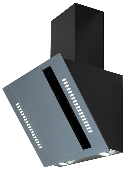 Apelson UBHH60ML 60cm Arc Led Angled Glass Cooker Hood - Black Mirror Finish