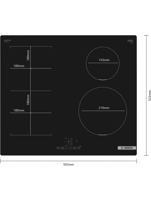 BOSCH Series 4 CombiZone PWP611BB5B 59 cm Electric Induction Hob - Black
