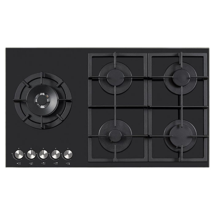 Teknix SCGH945BG 90Cm Gas Glass Hob - Black