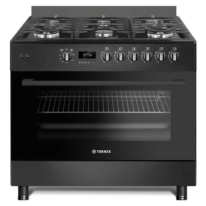 Teknix TK2SRCG90B 90 cm single-cavity black gas range cooker