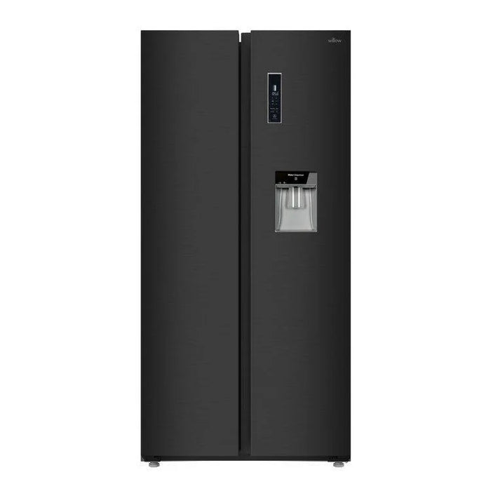 Willow WSBS84DB American Style Side By Side Fridge Freezer with Non-Plumbed Water Dispenser in Black Frost Free, 430 Litre Capacity